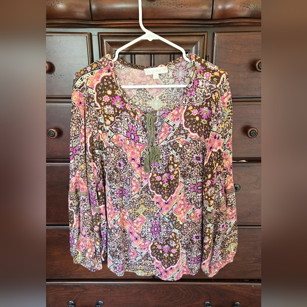 🌻Suzanne Betro Floral Boho Blouse, Sz. 2X
